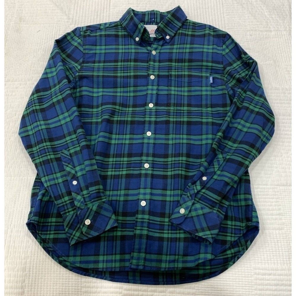 Chubbies Mens Small Blue Green Flannel Button Down Shirt